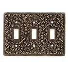 Triple Toggle Jumbo Switchplate in Antique Brass