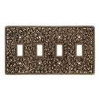 Quadruple Toggle Jumbo Switchplate in Antique Brass