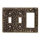 Double Toggle Single Rocker Combo Jumbo Switchplate in Antique Gold
