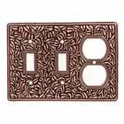 Double Toggle Single Outlet Combo Jumbo Switchplate in Antique Copper