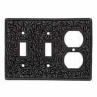 Double Toggle Single Outlet Combo Jumbo Switchplate in Oil Rubbed Bronze