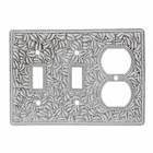 Double Toggle Single Outlet Combo Jumbo Switchplate in Satin Nickel