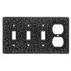 Triple Toggle Single Combo Outlet Switchplate in Gunmetal
