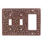 Double Toggle Single Rocker Combo Jumbo Switchplate in Antique Copper